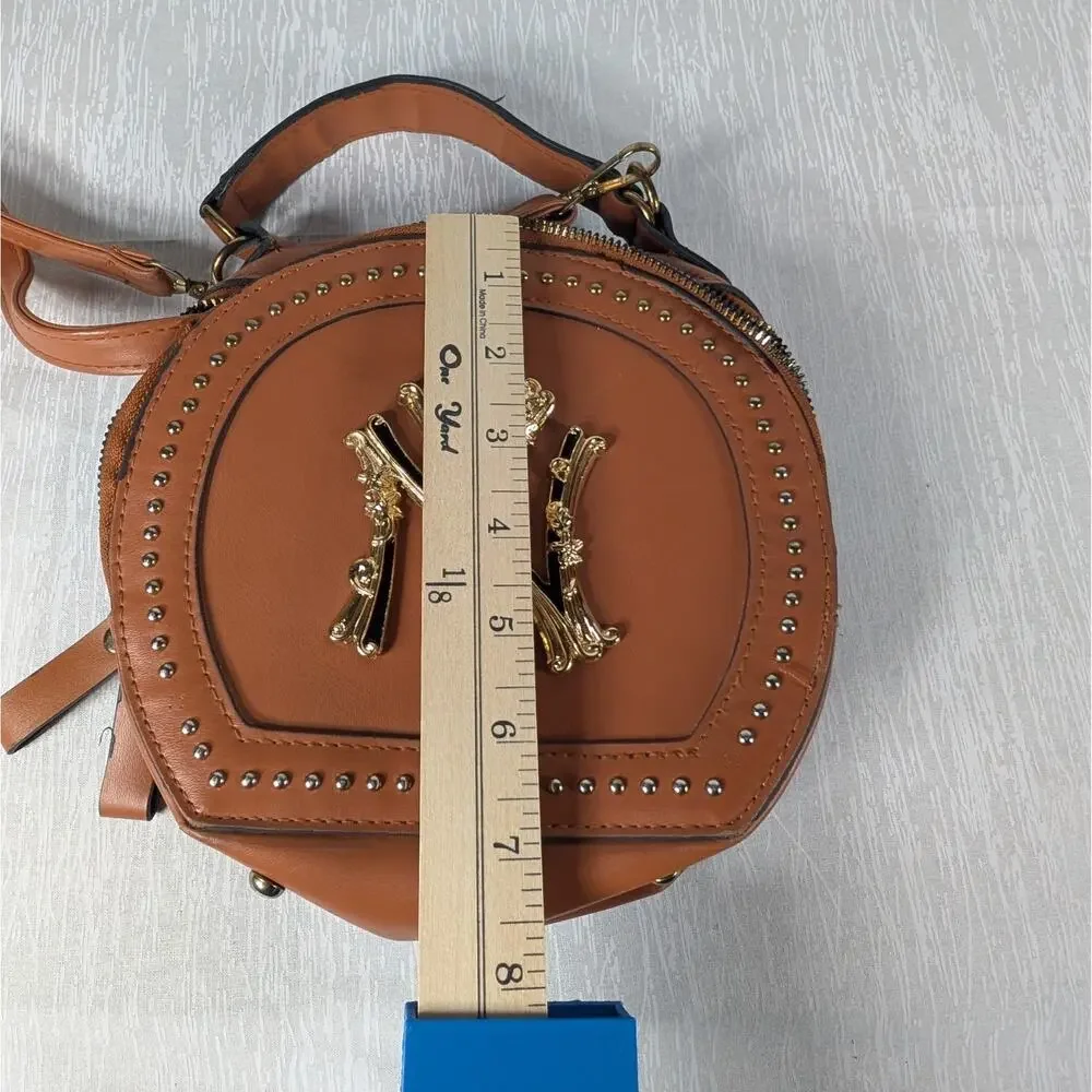 Faux Leather Womens Handbag NY New York Bedazzled Over the Shoulder Bag